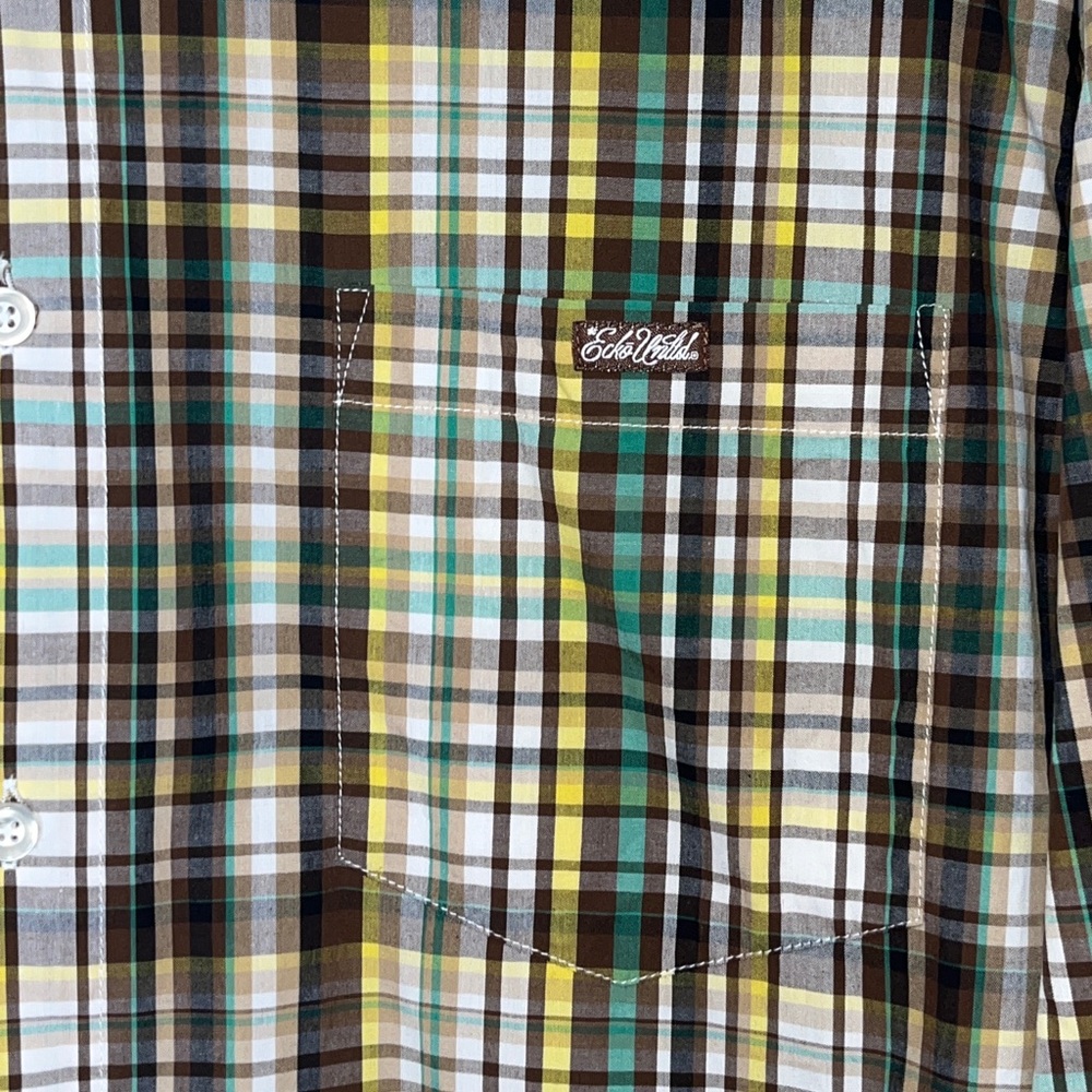 Ecko Unltd Button Up Shirt Men’s  XXL Plaid  Brown Y2K Streetwear Vintage‎ 2000s - Picture 3 of 4